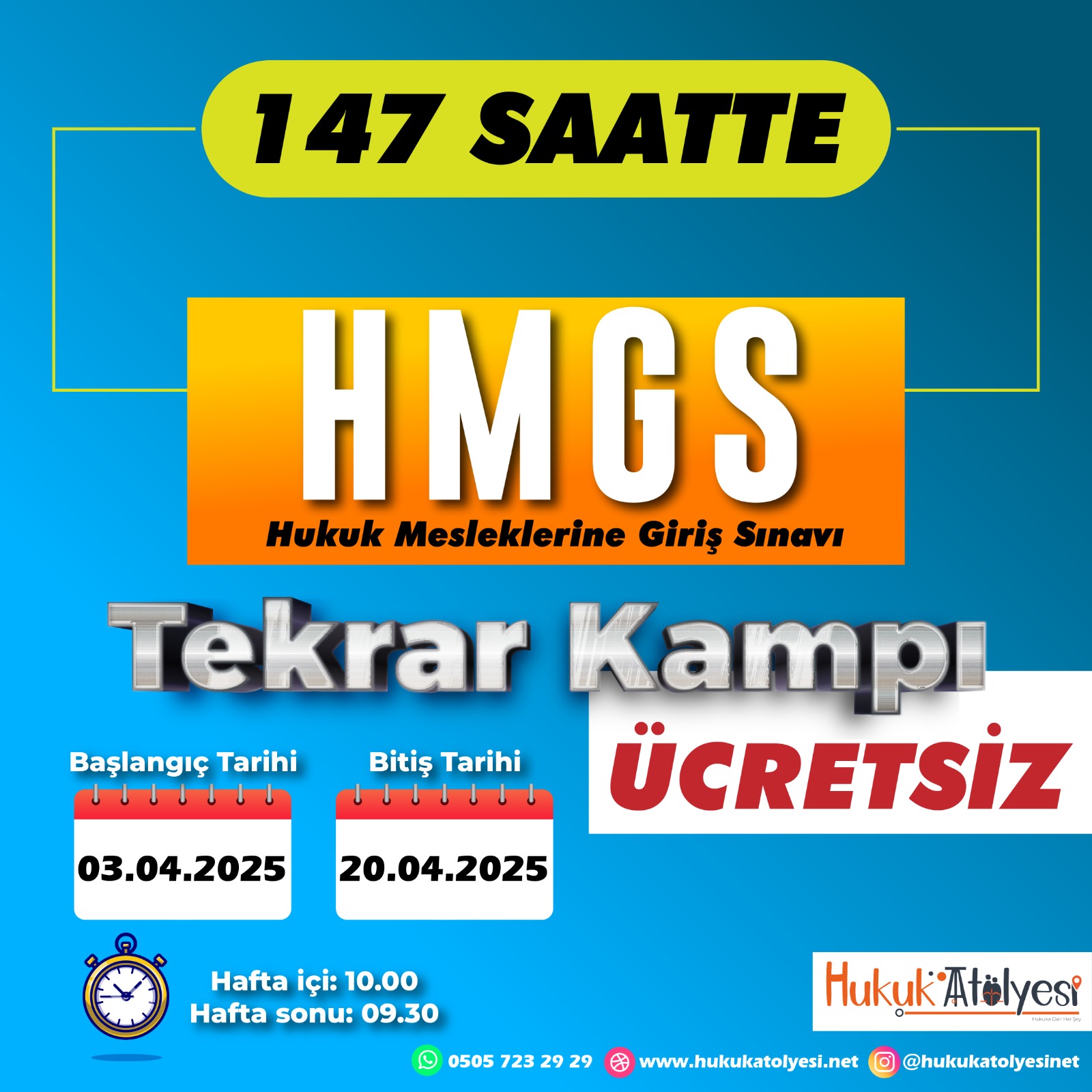 Hukuk Mesleklerine Giriş Sınavı (HMGS) Ücretsiz Tekrar Kampı (Sabah Grubu)